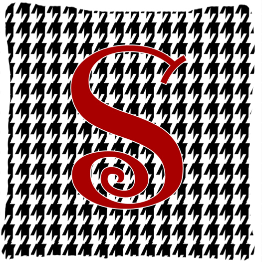 14 x 14 in. Monogram Initial S Houndstooth Black Fabric Decorative Pillow