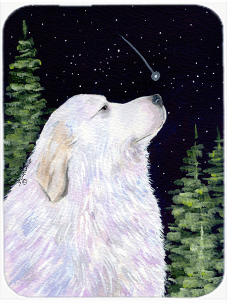 Starry Night Great Pyrenees Glass Cutting Board- Large