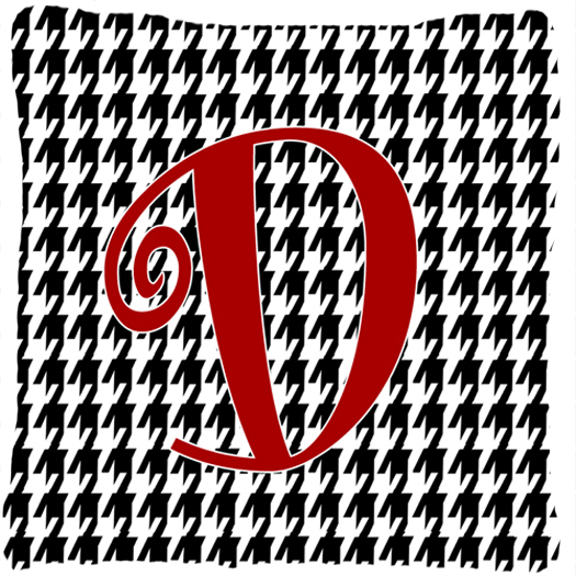 Monogram Initial D Houndstooth Black Fabric Decorative Pillow