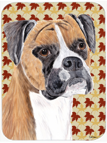 Boxer Fall Leaves Portrait Glass Cutting Board - Large