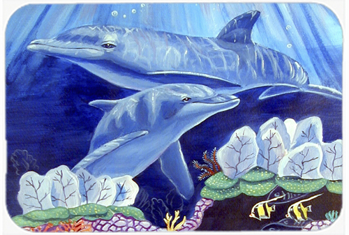 Picture of Carolines Treasures 7080LCB 15 x 12 in. Dolphin under the sea Glass Cutting Board- Large