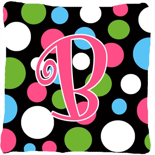 Monogram Initial B Polkadots and Pink Fabric Decorative Pillow