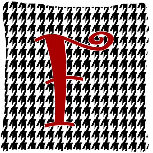 Monogram Initial F Houndstooth Black Fabric Decorative Pillow