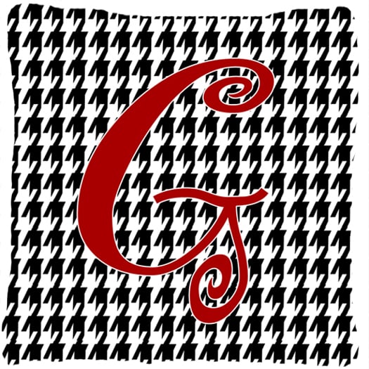 14 x 14 in. Monogram Initial G Houndstooth Black Fabric Decorative Pillow