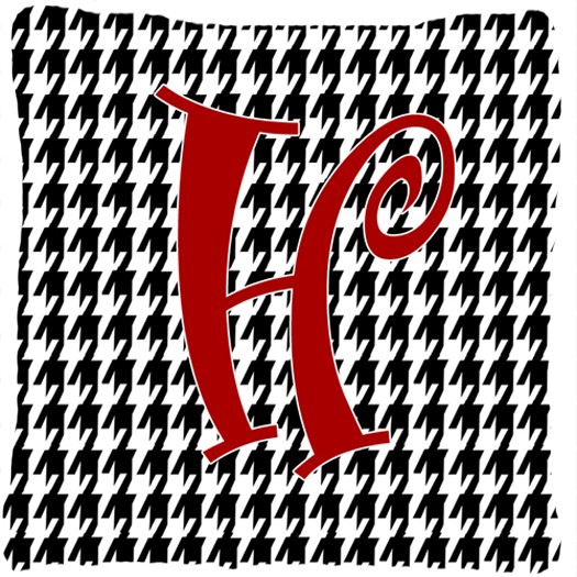 Monogram Initial H Houndstooth Black Fabric Decorative Pillow