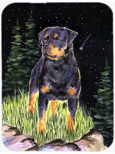 Starry Night Rottweiler Glass Cutting Board- Large