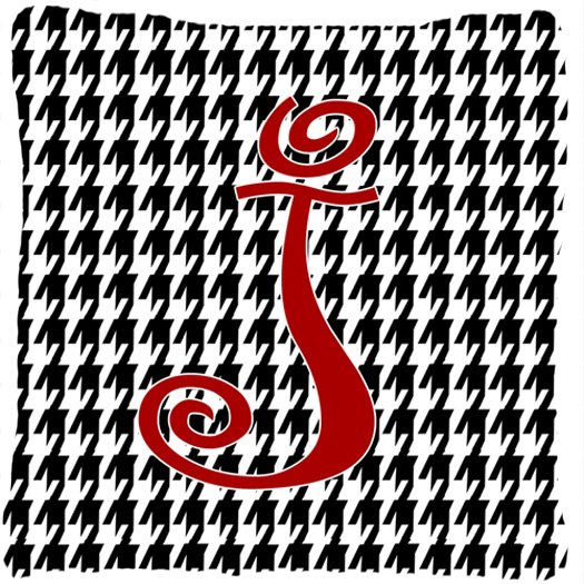 14 x 14 in. Monogram Initial J Houndstooth Black Fabric Decorative Pillow