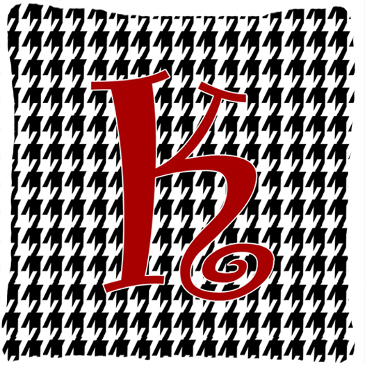 Monogram Initial K Houndstooth Black Fabric Decorative Pillow