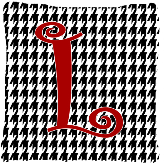 14 x 14 in. Monogram Initial L Houndstooth Black Fabric Decorative Pillow