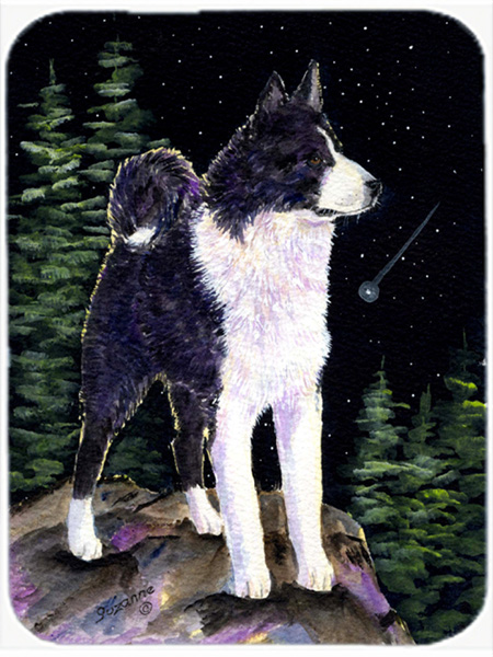 Starry Night Karelian Bear Dog Glass Cutting Board- Large