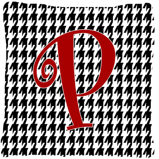 14 x 14 in. Monogram Initial P Houndstooth Black Fabric Decorative Pillow
