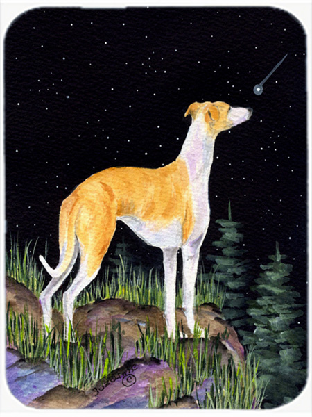 12 x 15 in. Starry Night Whippet Glass Cutting Board- Large