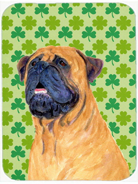 Mastiff St. Patricks Day Shamrock Portrait Glass Cutting Board - Large
