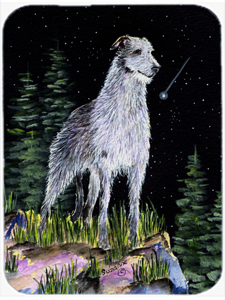 Starry Night Scottish Deerhound Glass Cutting Board- Large