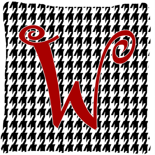 14 x 14 in. Monogram Initial W Houndstooth Black Fabric Decorative Pillow