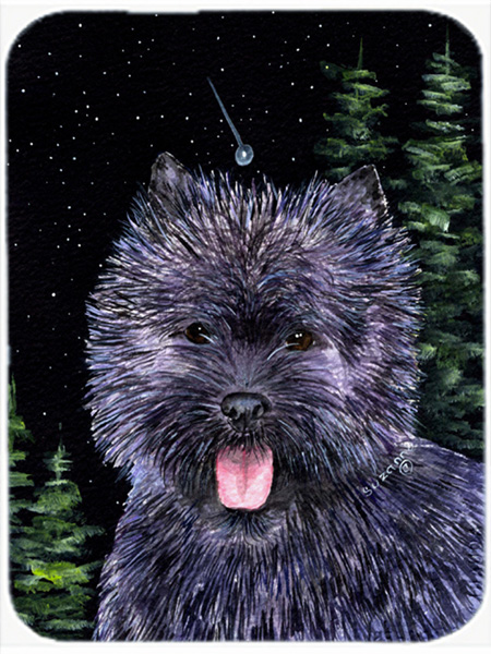 12 x 15 in. Starry Night Cairn Terrier Glass Cutting Board- Large