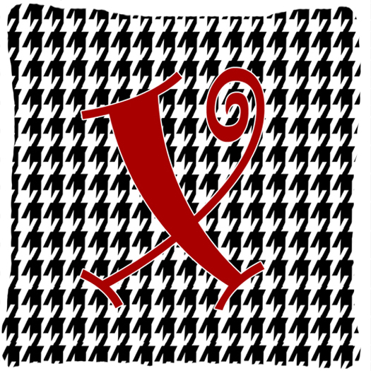 Monogram Initial X Houndstooth Black Fabric Decorative Pillow