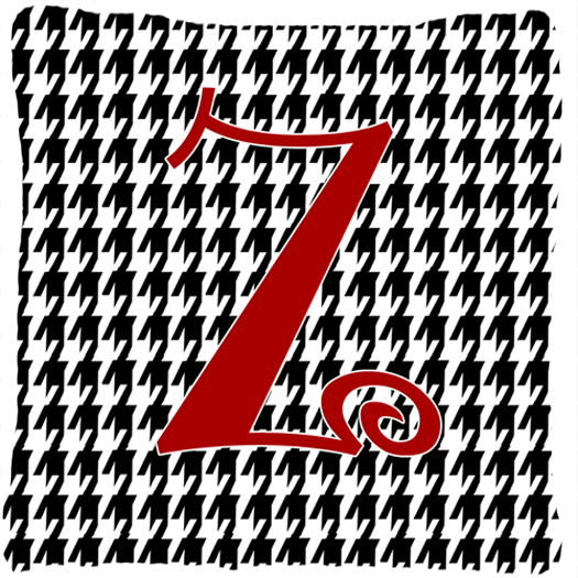 Monogram Initial Z Houndstooth Black Fabric Decorative Pillow