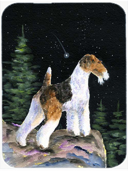 12 x 15 in. Starry Night Fox Terrier Glass Cutting Board, Large