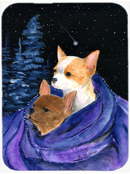 Starry Night Chihuahua Glass Cutting Board - Large