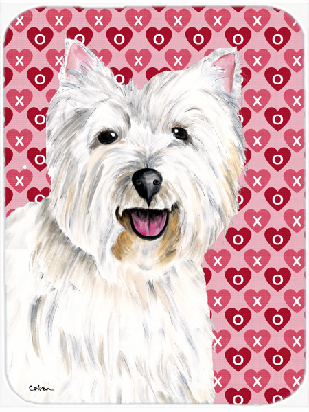 Westie Hearts Love Valentines Day Glass Cutting Board - Large