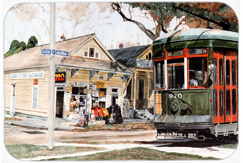 Picture of Carolines Treasures 8108LCB 15 x 12 in. New Orleans Streetcar Glass Cutting Board- Large