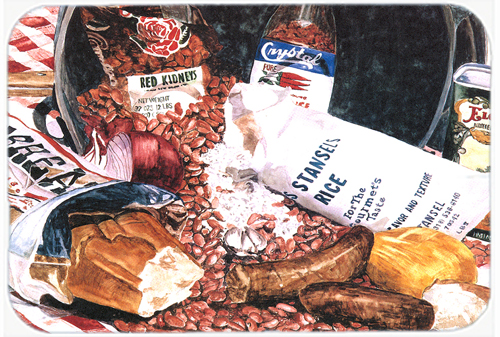 Picture of Carolines Treasures 8536LCB 15 x 12 in. Red Beans and Rice Glass Cutting Board- Large