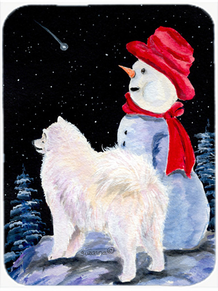 12 x 15 in. Samoyed Glass Cutting Board- Large