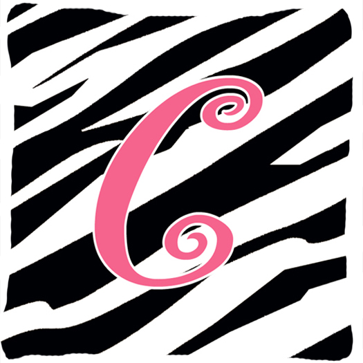 Picture of Carolines Treasures CJ1037-CPW1414 14 x 14 in. Monogram Initial C Zebra Stripe and Pink Fabric Decorative Pillow