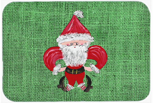 Picture of Carolines Treasures 8746LCB 15 x 12 in. Christmas Santa Fleur de lis Glass Cutting Board- Large
