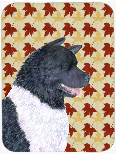 Akita Fall Leaves Portrait Glass Cutting Board- Large