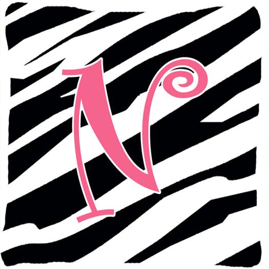 Monogram Initial N Zebra Stripe and Pink Fabric Decorative Pillow