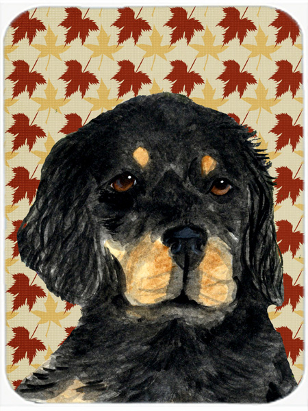 Gordon Setter Fall Leaves Portrait Glass Cutting Board- Large