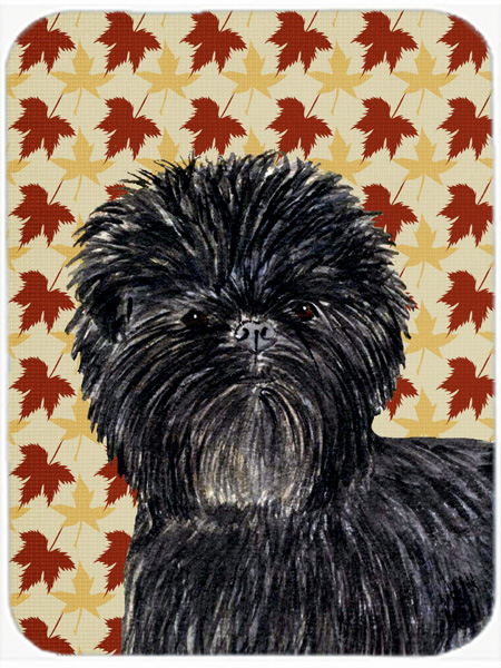 Picture of Carolines Treasures SS4345LCB 12 x 15 in. Affenpinscher Fall Leaves Portrait Glass Cutting Board- Large