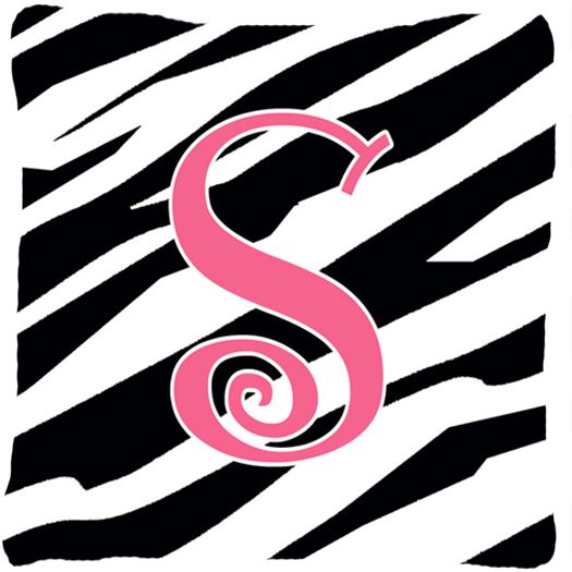 Monogram Initial S Zebra Stripe and Pink Fabric Decorative Pillow