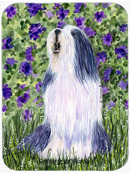 12 x 15 in. Bearded Collie Glass Cutting Board, Large