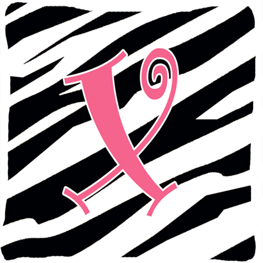 Monogram Initial X Zebra Stripe and Pink Fabric Decorative Pillow