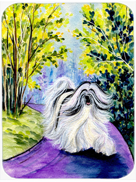 Tibetan Terrier Glass Cutting Board- Large