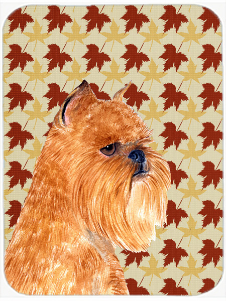 Brussels Griffon Fall Leaves Portrait Glass Cutting Board- Large