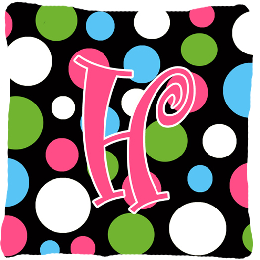 14 x 14 in. Monogram Initial H Polkadots and Pink Fabric Decorative Pillow