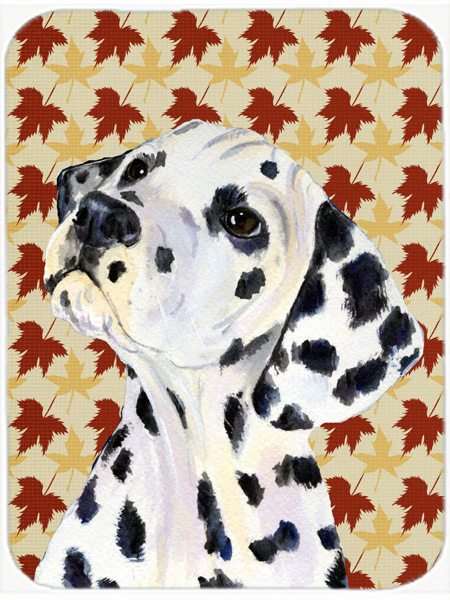Dalmatian Fall Leaves Portrait Glass Cutting Board- Large