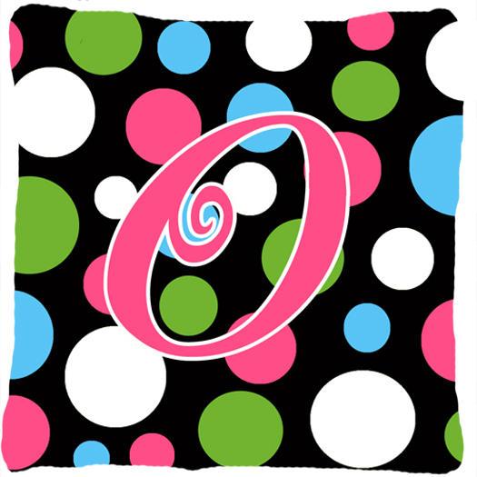 Monogram Initial O Polkadots and Pink Fabric Decorative Pillow