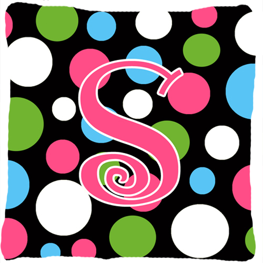 Picture of Carolines Treasures CJ1038-SPW1414 14 x 14 in. Monogram Initial S Polkadots and Pink Fabric Decorative Pillow