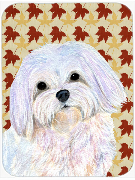 12 x 15 in. Maltese Fall Leaves Portrait Glass Cutting Board, Large