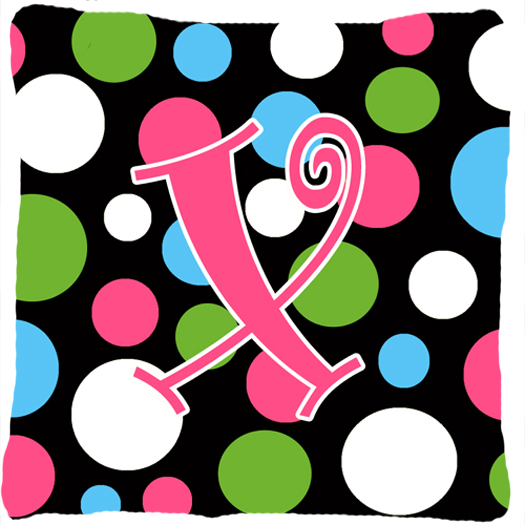 Monogram Initial X Polkadots and Pink Fabric Decorative Pillow