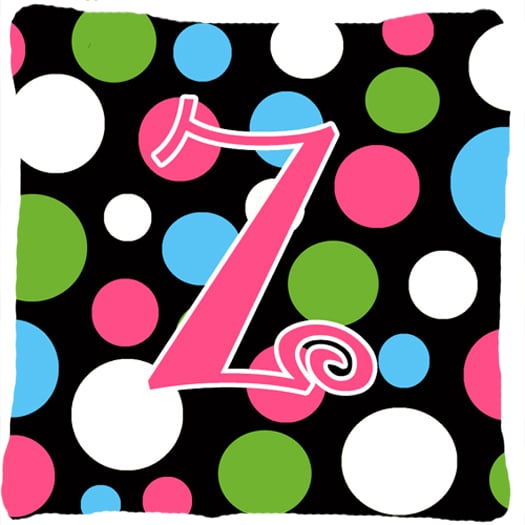 Monogram Initial Z Polkadots and Pink Fabric Decorative Pillow