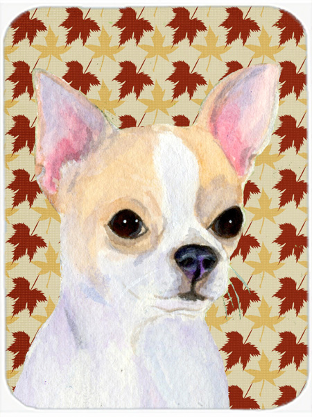 Chihuahua Fall Leaves Portrait Glass Cutting Board - Large