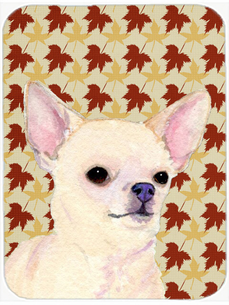 Chihuahua Fall Leaves Portrait Glass Cutting Board - Large