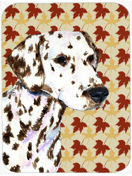 Dalmatian Fall Leaves Portrait Glass Cutting Board - Large