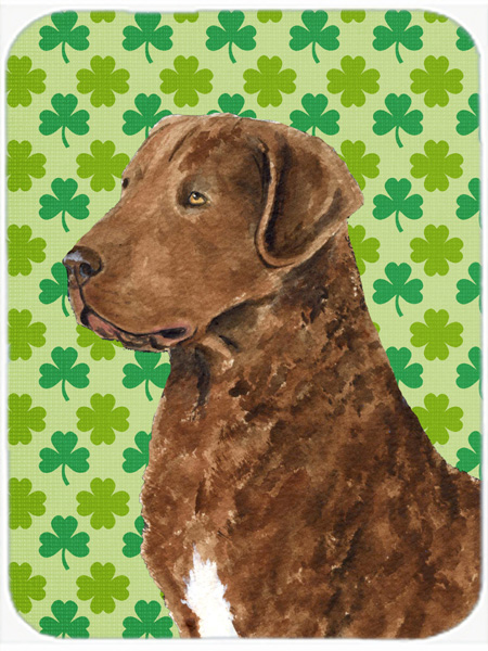 Chesapeake Bay Retriever St. Patricks Day Shamrock Glass Cutting Board- Large